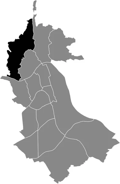 Plano Negro Blanco Destacado Mapa Ubicación Del Pstlingberg District Dentro — Vector de stock
