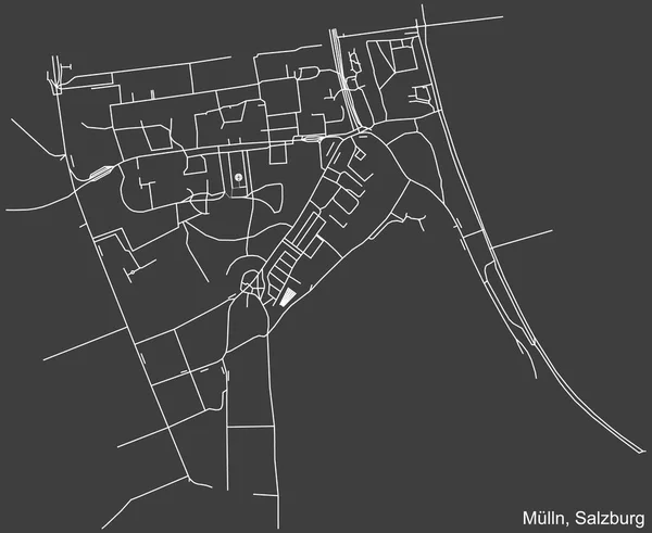 Detaljerad Negativ Navigering Vita Linjer Urban Street Road Karta Över — Stock vektor
