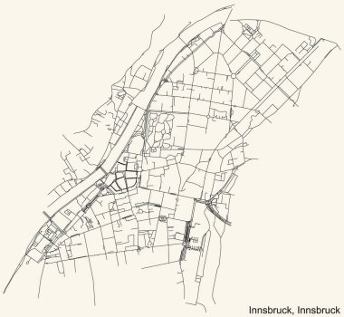 Avusturya 'nın başkenti Innsbruck' un İnnsbruck kentindeki INNSBRUCK DISTRICT kentsel yol haritasının ayrıntılı seyir çizgileri