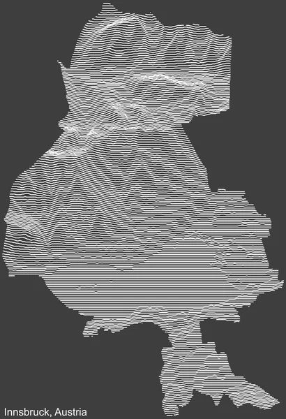 Топографічна Негативна Рельєфна Карта Міста Інсбрук Австрія Білими Контурними Лініями — стоковий вектор