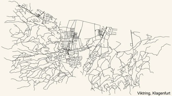 Detaillierte Navigation Schwarze Linien Stadtstraßenplan Der Viktring District Der Österreichischen — Stockvektor