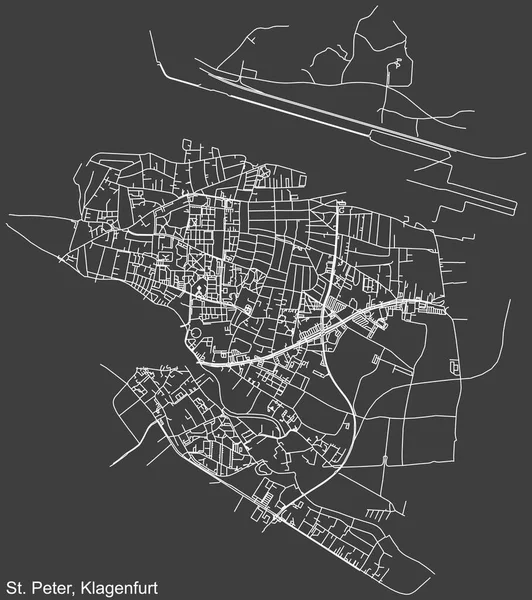 Подробная Негативная Навигация Белые Линии Городских Улиц Карта Дорог Петр — стоковый вектор