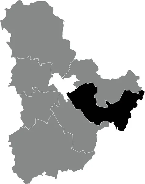 Black Flat Blank Mappa Localizzazione Evidenziata Della Raione Boryspil All — Vettoriale Stock