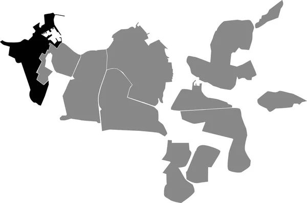 Plano Negro Blanco Destacado Mapa Ubicación Del Vesturbr District Dentro — Vector de stock