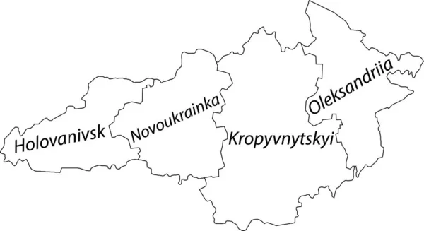 Biała Płaska Mapa Wektorowa Obszarów Rajonowych Ukraińskiego Obszaru Administracyjnego Kirovohrad — Wektor stockowy