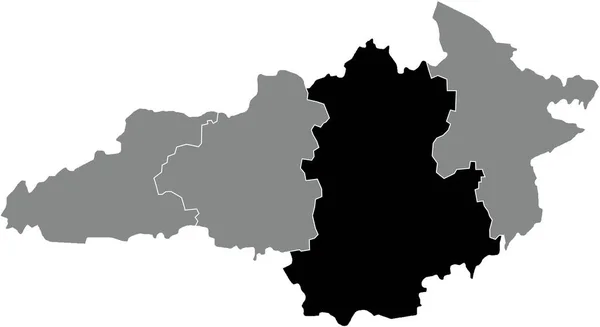 ウクライナのキーロフラド州のウクライナ行政区の灰色の放射線地図の中のKropyvnytskyi Raionの黒いフラットブランク強調表示された場所の地図 — ストックベクタ
