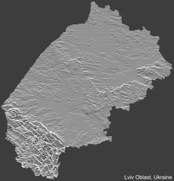 Топографічна Негативна Рельєфна Карта Українського Адміністративного Району Львова Област Україна — стоковий вектор