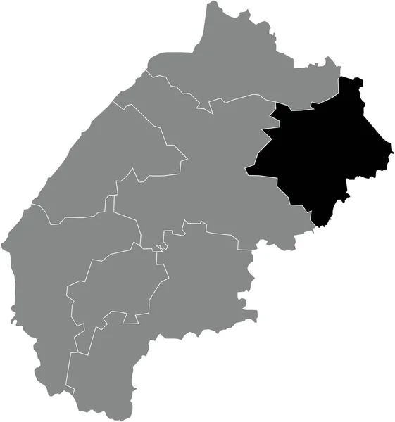 ウクライナのリヴィウ州のウクライナ行政区の灰色の放射線地図の中のZolochiv Raionの黒いフラットブランクハイライト位置マップ — ストックベクタ