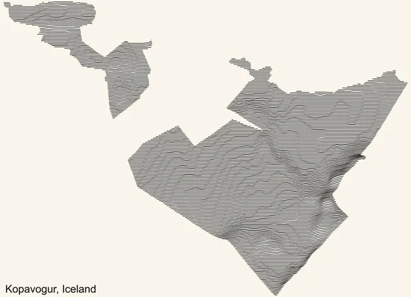Topografische Reliefkarte Der Stadt Kpavogur Island Mit Schwarzen Höhenlinien Auf — Stockvektor