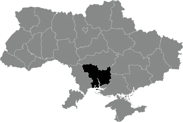 Schwarze Flache Blanko Hervorgehobene Positionskarte Des Ukrainischen Verwaltungsgebietes Mykolaiv Oblast — Stockvektor