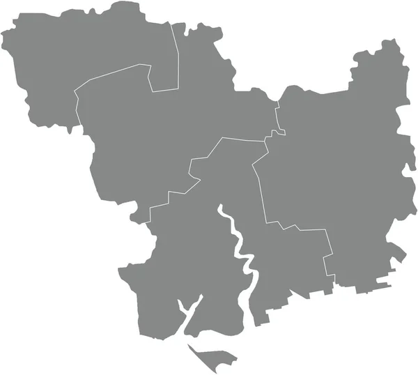 Szara Płaska Biała Mapa Wektorowa Obszarów Rajonowych Ukraińskiego Obszaru Administracyjnego — Wektor stockowy