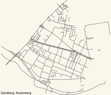 Alman bölgesel başkenti Nuremberg 'in SANDBERG DISTRICT kentsel yol haritasının ayrıntılı seyir çizgileri