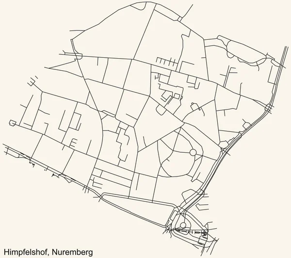 Navegação Detalhada Linhas Pretas Mapa Das Estradas Urbanas Rua Distrito — Vetor de Stock
