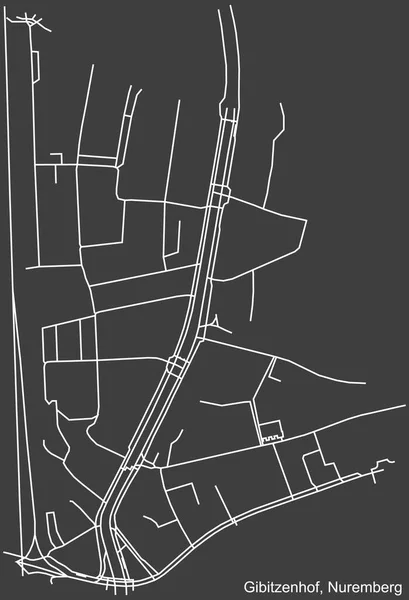 Szczegółowa Negatywna Nawigacja Białe Linie Ulice Miejskie Mapa Gibitzenhof District — Wektor stockowy