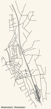 Alman bölgesel başkenti Wiesbaden 'in MEDENBACH DISTRICT kentsel yol haritasının ayrıntılı seyir çizgileri
