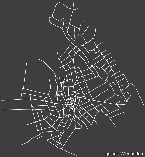 Szczegółowa Negatywna Nawigacja Białe Linie Ulice Miejskie Mapa Igstadt District — Wektor stockowy