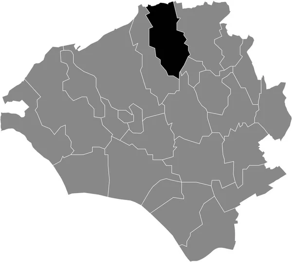 Schwarze Flache Blanko Hervorgehobene Lagekarte Des Rambach District Innerhalb Der — Stockvektor