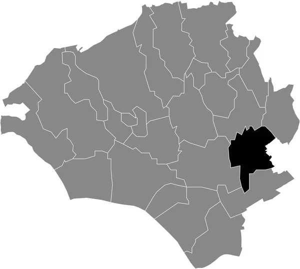 Almanya Wiesbaden Gri Idari Haritası Içinde Nordenstadt District Siyah Düz — Stok Vektör