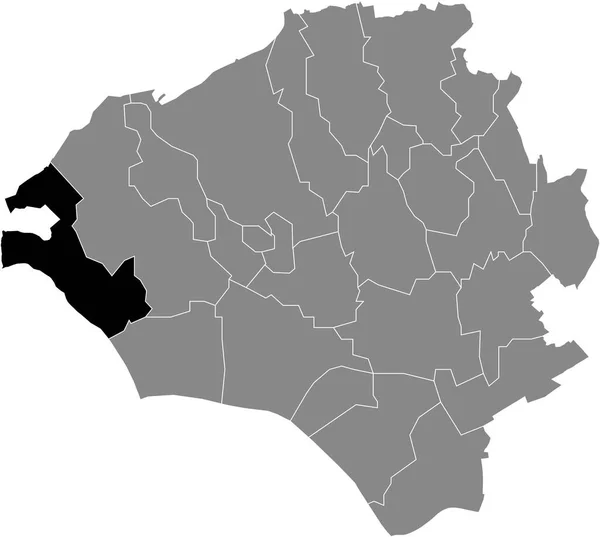 Preto Plano Branco Destaque Mapa Localização Frauenstein District Dentro Cinza —  Vetores de Stock