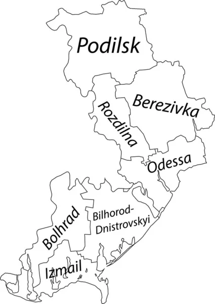 Mapa Vetorial Plano Branco Áreas Raion Área Administrativa Ucraniana Odessa —  Vetores de Stock