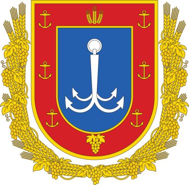 ODESSA OBLAST, UKRAINE 'ın Ukrayna idari alanının resmi vektör arması