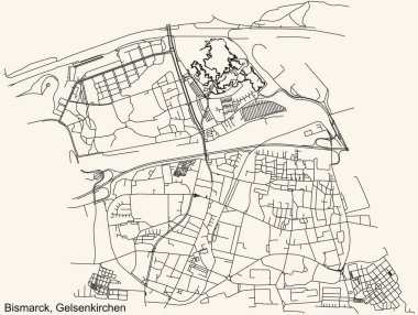 Alman bölgesel başkenti Gelsenkirchen, Almanya 'nın BISMARCK DISTRICT kentsel yol haritasının ayrıntılı seyir çizgileri