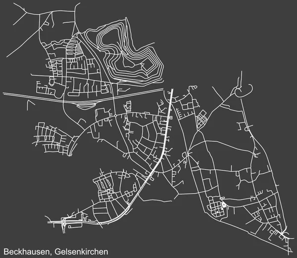 Szczegółowa Negatywna Nawigacja Białe Linie Ulice Miejskie Mapa Beckhausen District — Wektor stockowy
