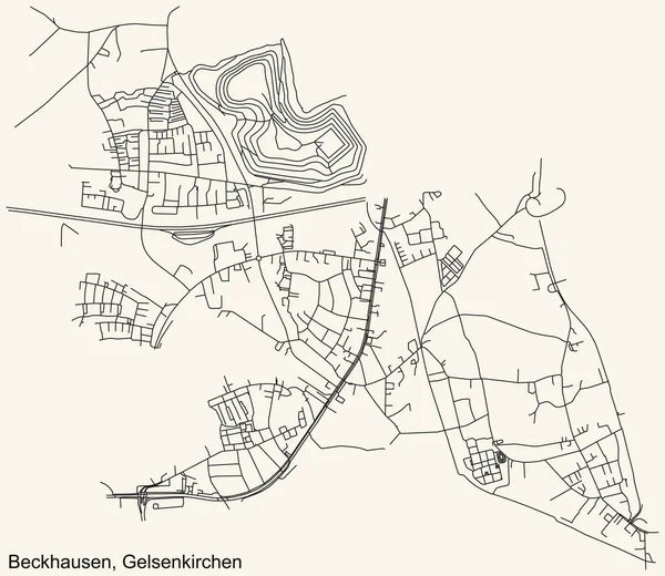 Navegação Detalhada Linhas Pretas Mapa Das Estradas Rua Urbanas Beckhausen — Vetor de Stock
