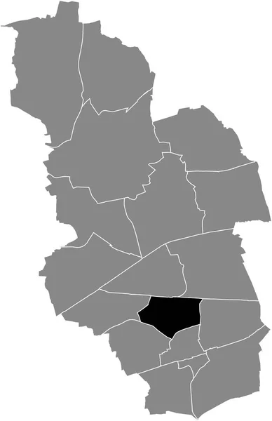 ドイツのゲルセンキルヒェンの灰色の行政地図の中のシャルケ地区の黒いフラットブランクハイライトされた場所マップ — ストックベクタ
