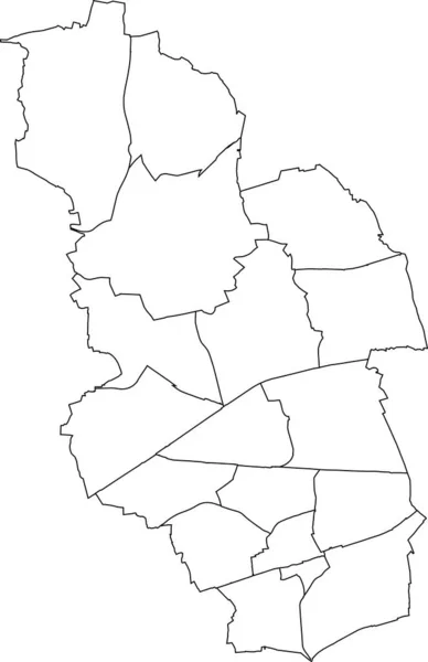 Gelsenkirchen Germany白色扁平矢量行政地图及其各区黑线 — 图库矢量图片