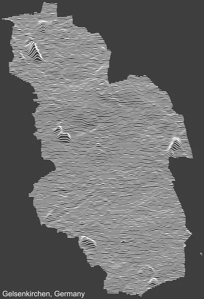 Topografická Negativní Reliéfní Mapa Města Gelsenkirchen Německo Bílými Obrysovými Liniemi — Stockový vektor