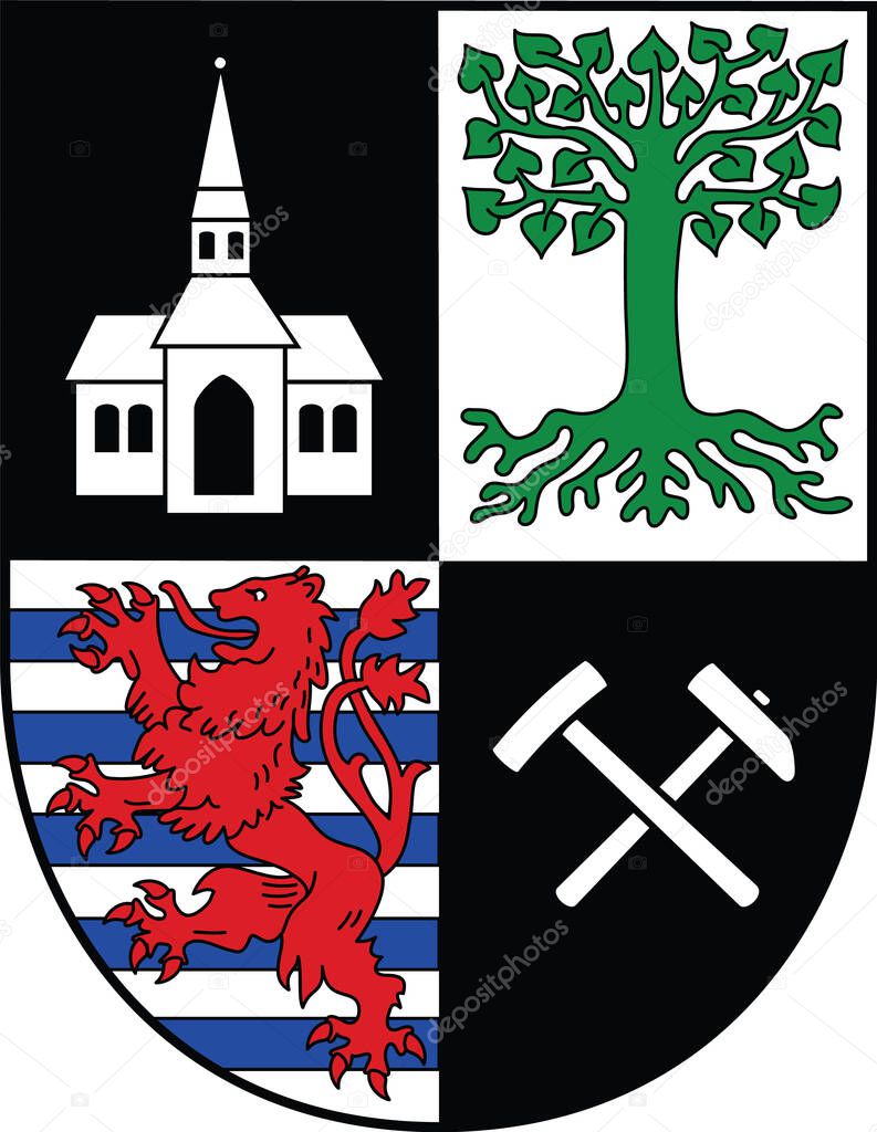 Official coat of arms vector illustration of the German regional capital city of GELSENKIRCHEN, GERMANY