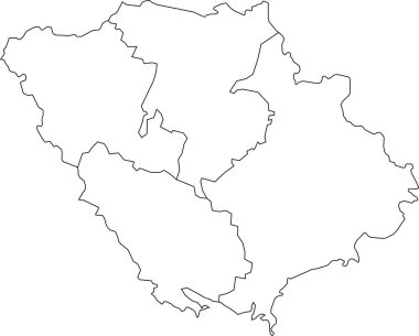 Ukrayna 'nın POLTAVA OBLAST idari bölgesinin raion alanlarının beyaz düz boş vektör haritası, UKRAINE