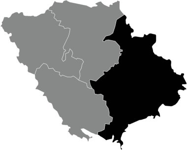 Ukrayna 'nın Poltava Oblastı idari bölgesinin gri raion haritasında POLTAVA RAION' un siyah düz çizilmiş konum haritası