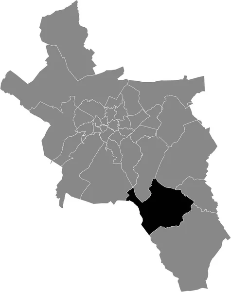 Aachen Almanya Nın Gri Idari Haritası Içinde Oberforstbach District Siyah — Stok Vektör