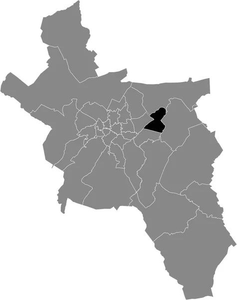 Μαύρο Επίπεδο Κενό Τονισμένο Χάρτη Θέση Του Rothe Erde District — Διανυσματικό Αρχείο