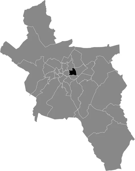 Чорна Плоска Чиста Пляма Виділила Карту Розташування Adalbertsteinweg District Всередині — стоковий вектор