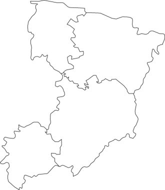 Ukrayna 'nın RIVNE OBLAST idari bölgesinin raion alanlarının beyaz düz boş vektör haritası.
