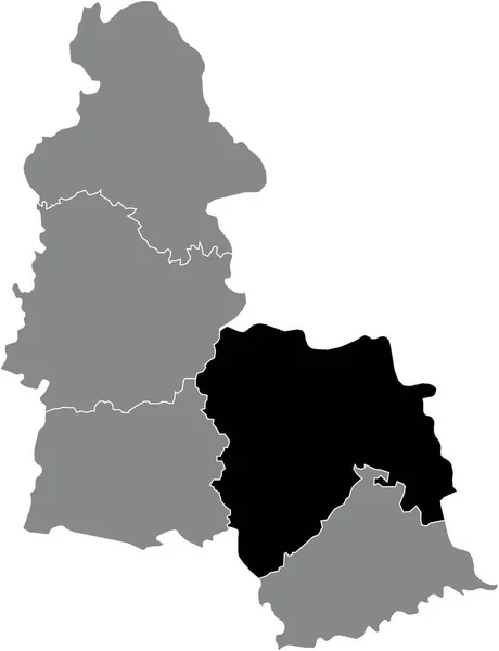 乌克兰苏美尔州乌克兰行政区灰岩地区内苏美尔山脉黑色扁平突出显示的空白位置图 — 图库矢量图片