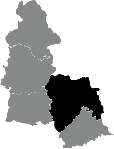 Black Flat Blank Highlighted Location Map Sumy Raion Gray Raions — Stok Vektör