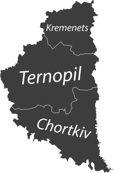 Σκούρο Γκρι Επίπεδη Διανυσματικός Χάρτης Των Περιοχών Ραίων Της Ουκρανικής — Διανυσματικό Αρχείο