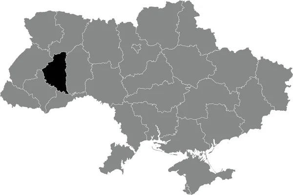 Black Flat Blank Highlighted Locator Map Ukrainian Administrative Area Ternopil — Stock Vector