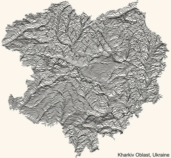 Ukrayna Nın Kharkiv Oblast Idari Alanının Topografik Yardım Haritası Ukraine — Stok Vektör