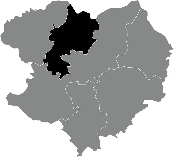 Black Flat Blank Highlighted Location Map Kharkiv Raion Gray Raions — Stok Vektör