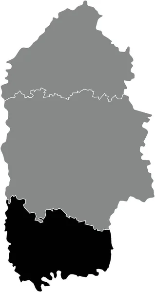 Black Flat Blank Highlighted Location Map Kamianets Podilskyi Raion Gray — 스톡 벡터