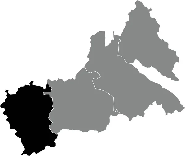 乌克兰切尔基什州乌克兰行政区划灰色区域内的Uman Raion黑色平面突出显示空白位置图 — 图库矢量图片