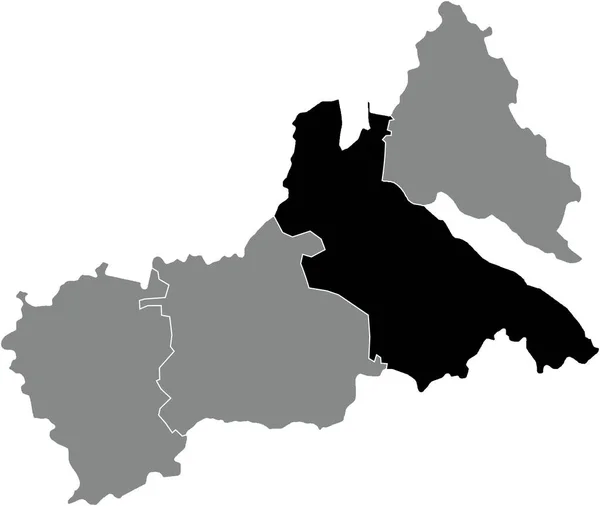 Czarny Płaski Puste Podkreślił Mapę Lokalizacji Cherkasy Raion Wewnątrz Szarej — Wektor stockowy