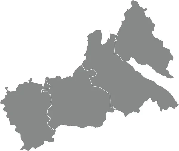 乌克兰Cherkasy Oblast行政区阴离子区灰色平面矢量图 其阴离子边界为白色 — 图库矢量图片