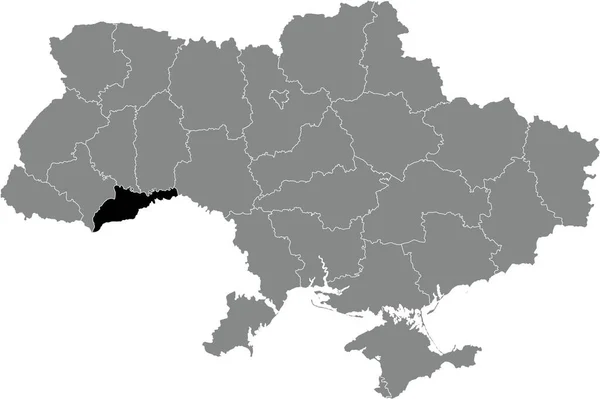 Schwarze Flache Blanko Hervorgehobene Positionskarte Des Ukrainischen Verwaltungsgebietes Chernivtsi Oblast — Stockvektor