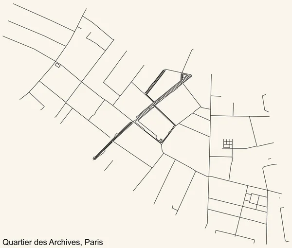 Detailed Navigation Black Lines Urban Street Roads Map Archives Quarter — Stockvektor
